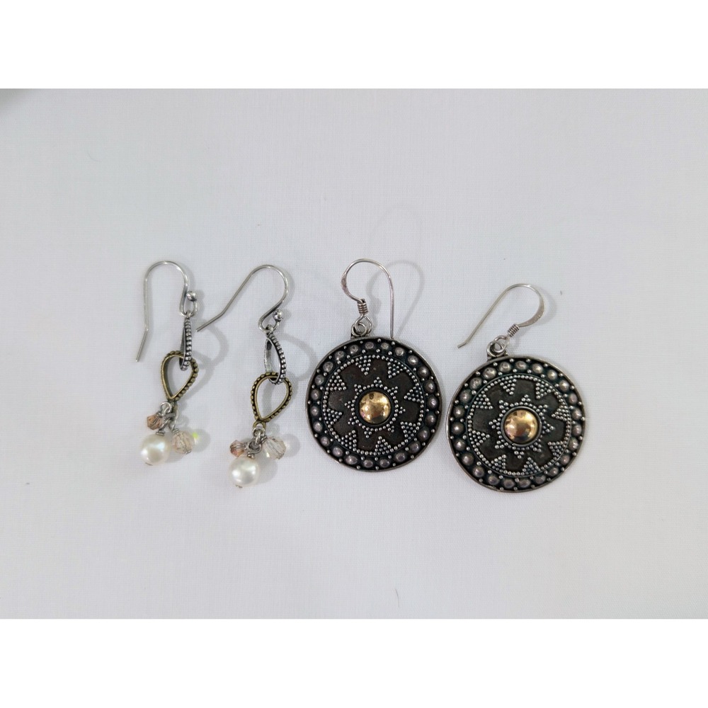 Vintage Sterling Silver 925 Unsigned 2 Pair Of Earrings Cleaned And Tested LT41